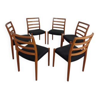 Model 85 Teak Dining Chairs by Niels Otto Møller for J. L. Møllers, 1960s, Set of 6