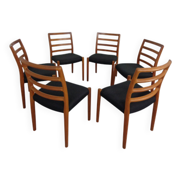 Model 85 Teak Dining Chairs by Niels Otto Møller for J. L. Møllers, 1960s, Set of 6