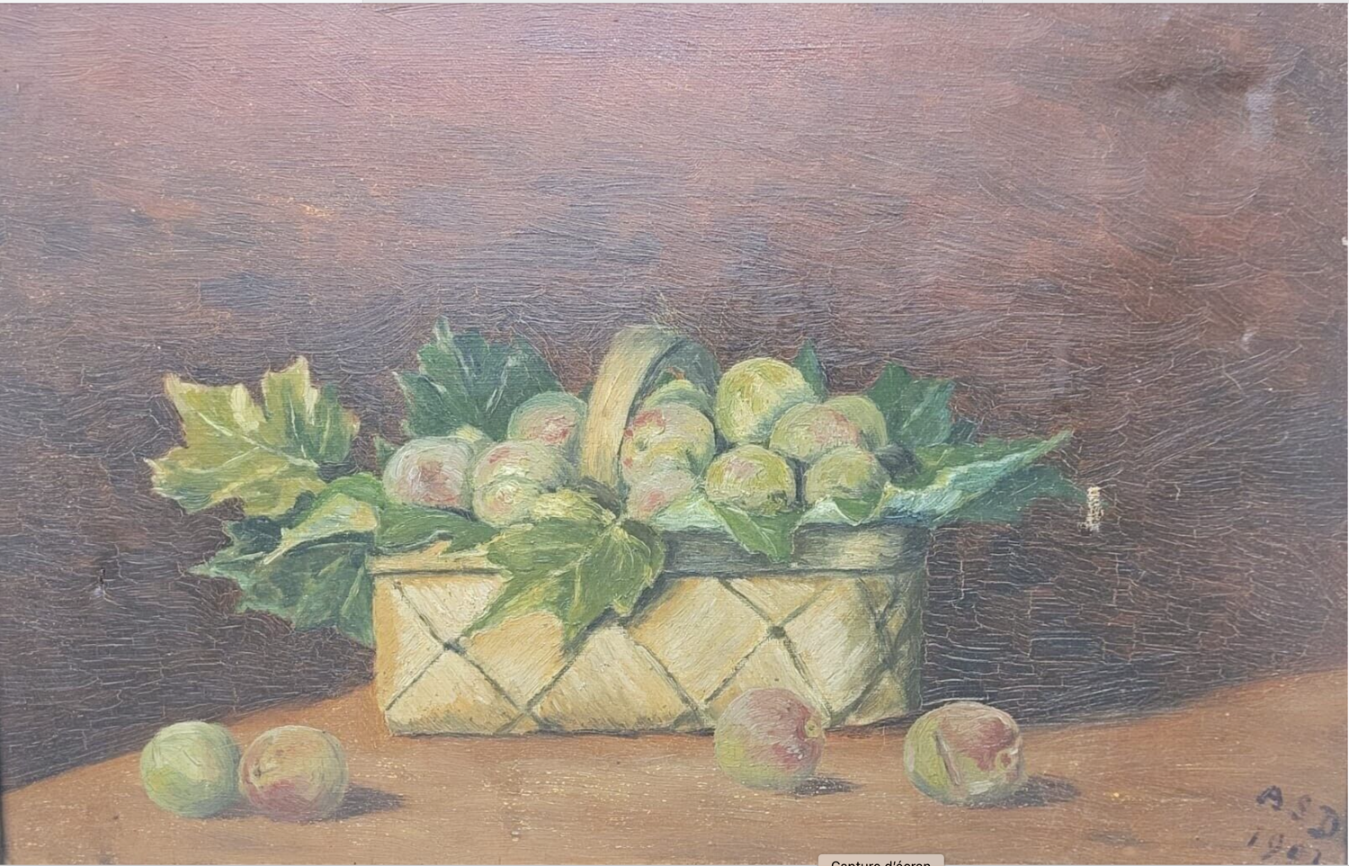 Huile sur toile nature morte ASD 1902