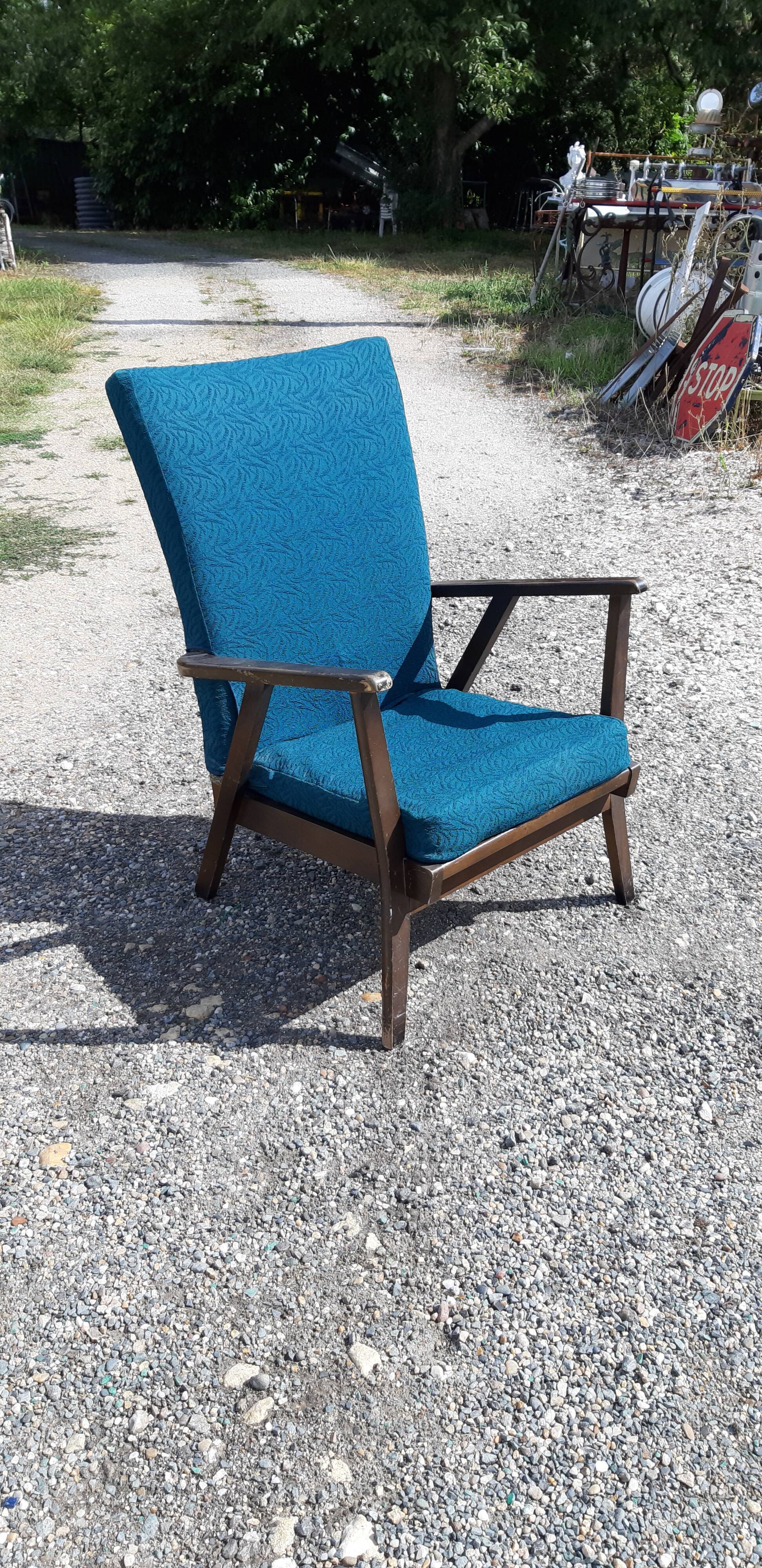 Armchair year 50 wood and fabrics