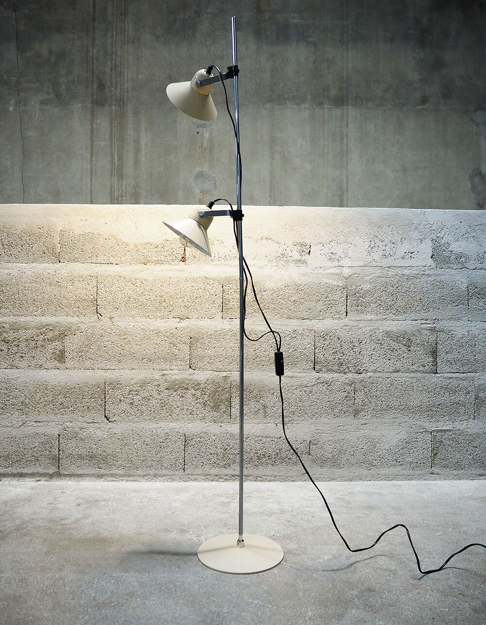 Metal two-spot floor lamp by Aluminor, 70s