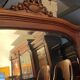 Beveled mirror trumeau fireplace glass in solid walnut Louis XVI style