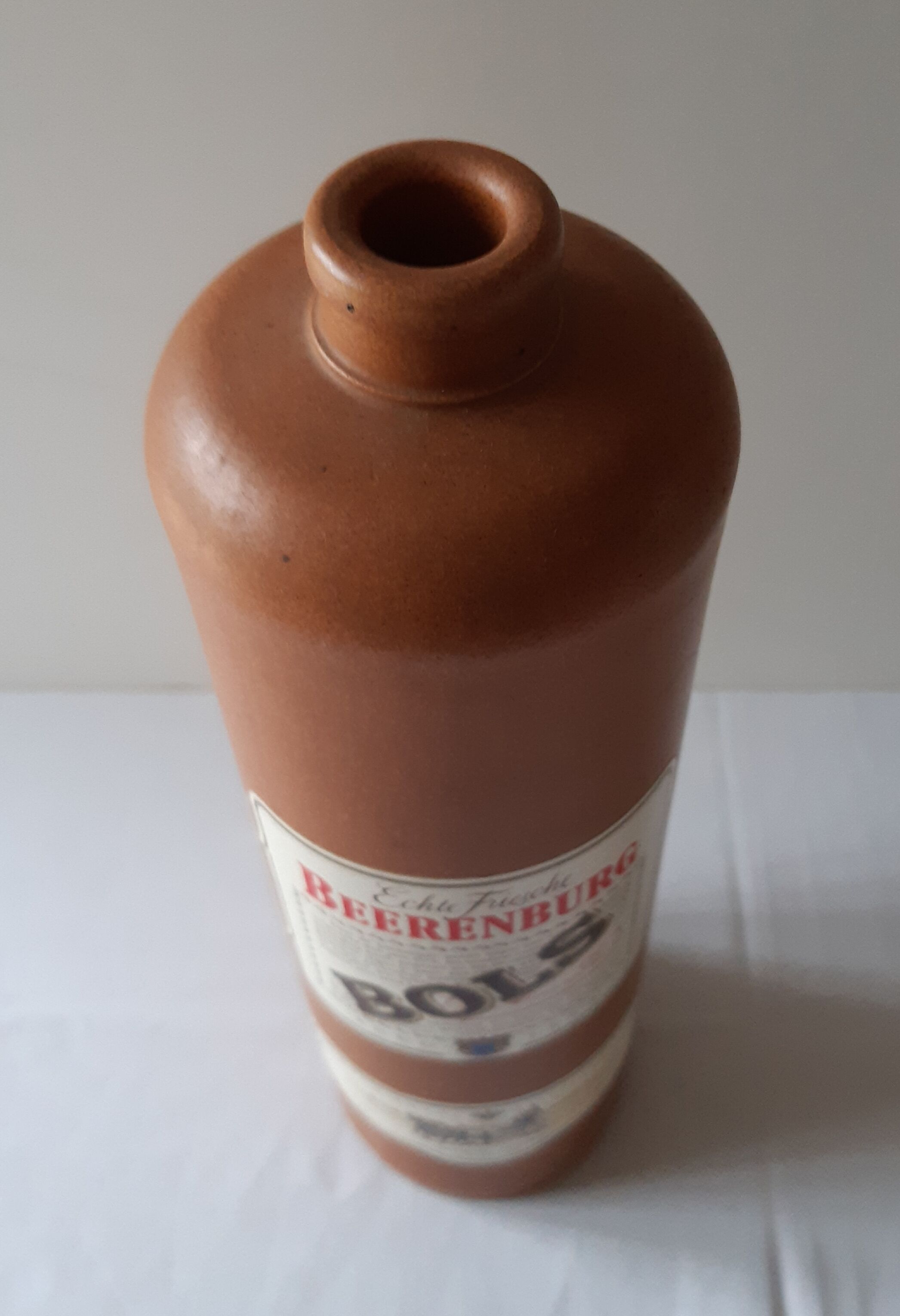 Old sandstone bottle - Erven Lucas Bols Beerenburg Amsterdam clay bottle m.k.m
