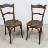 Pair of 1920s Baumann Bistro chairs, seat with design