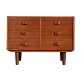 Midcentury danish teak double chest of drawers by Domino møbler
