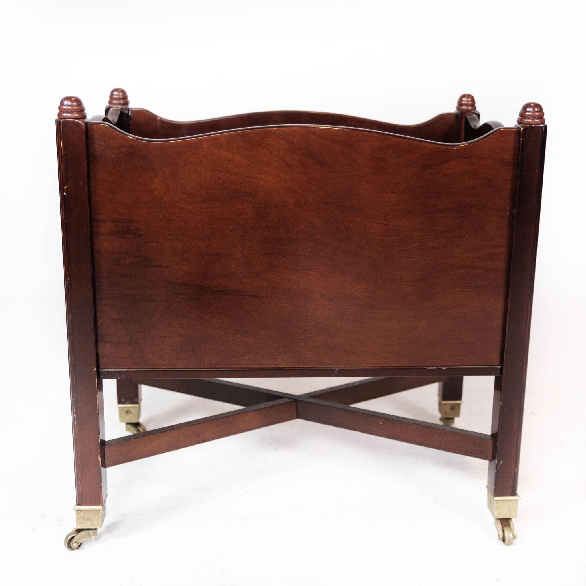 Newspaper holder of mahogany decorated with brass of Danish design, 1960s