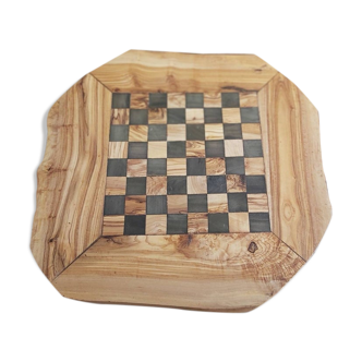 Rustic chess game 13 ", medium size, chessboard with 32 pieces, olive wood game with shooting