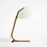 Original Space Age 1960s plywood table lamp with plastic shade by Temde