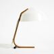 Original Space Age 1960s plywood table lamp with plastic shade by Temde