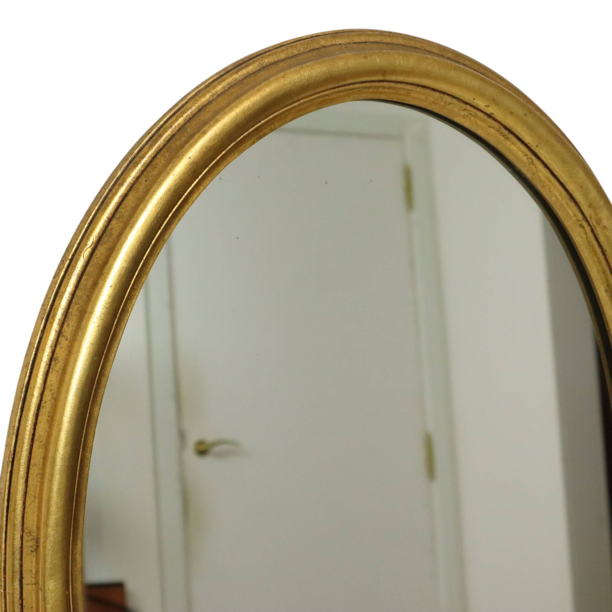 Pair of Oval Gold-Leaf Mirrors, France, 20th Century