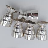 8 art deco eggcups in silver metal