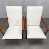 Pair of Mid-Century Pine Lounge Chairs, Czechoslovakia 1970s