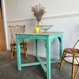 Table patine turquoise