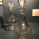 Two twin glass decanters