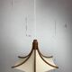 Teak and linen umbrella pendant hanging lamp by Domus, 1970s