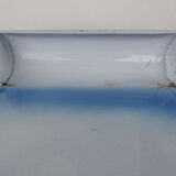 old blue enamelled steel utensil drainer