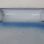 old blue enamelled steel utensil drainer
