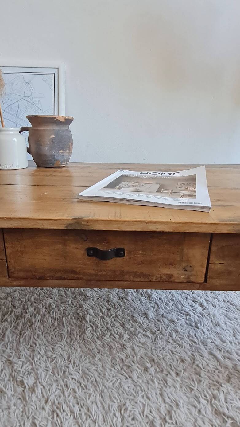 Vintage rectangular wooden coffee table