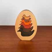 Puzzle en bois vintage avec figurines de canards