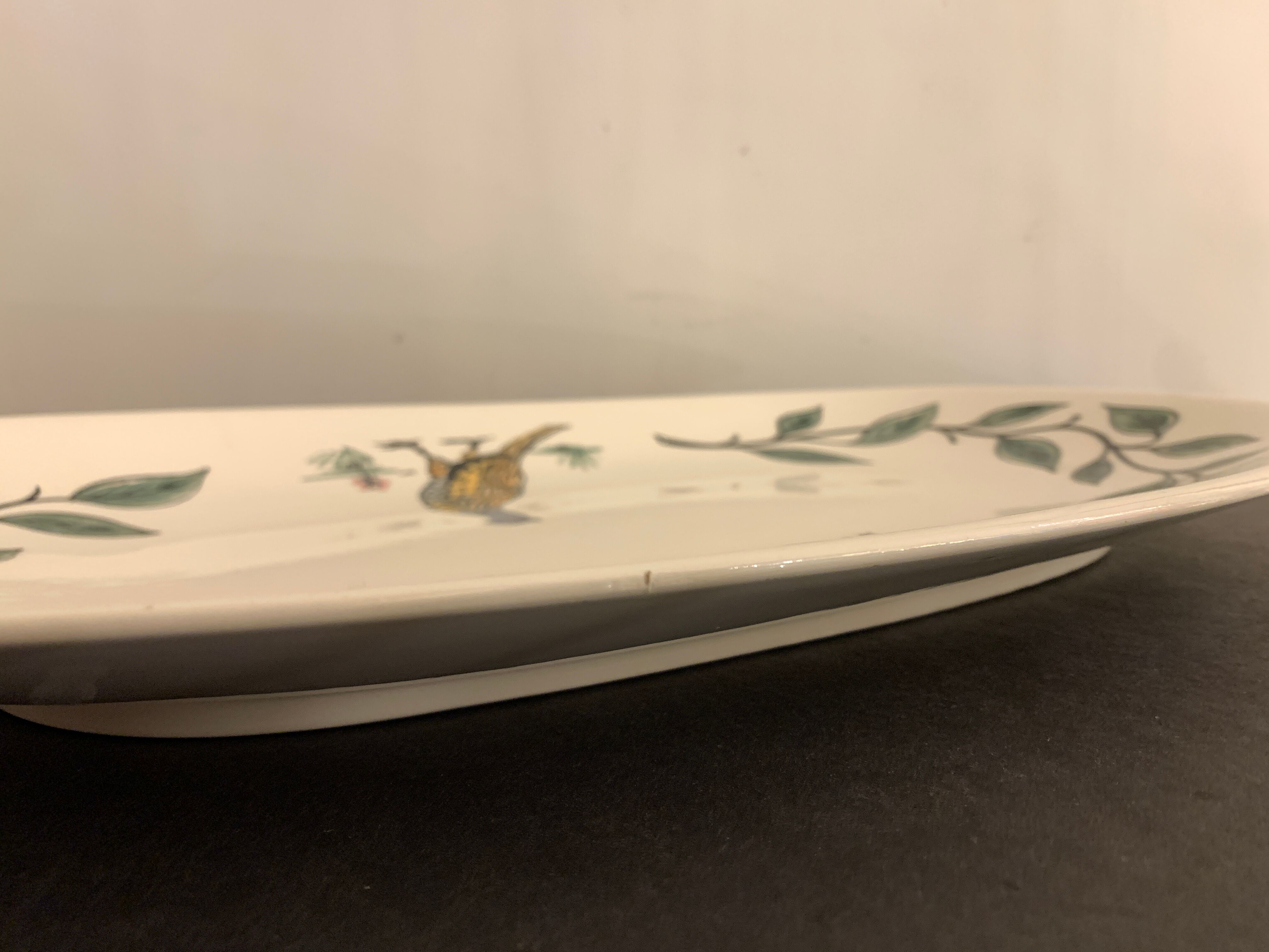 Gien hunting dish decorated with pheasant and duck, 1970