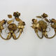 Pair of gilded metal sconces decorated with flowers and foliage. Year 60
