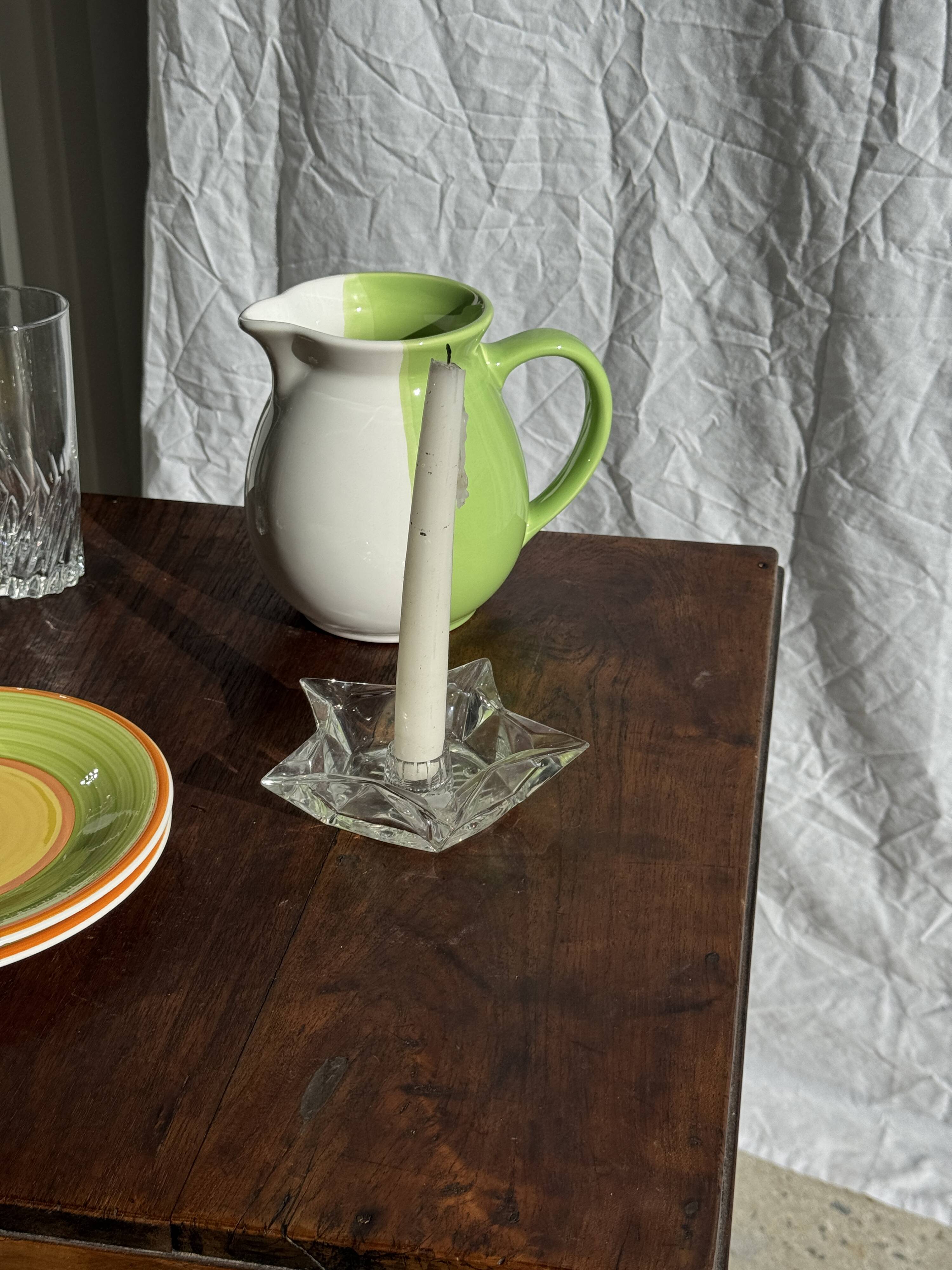 90s white and green ceramic carafe H17 D11