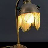 Lampe de table Art Nouveau en Laiton et Cabochons de Verre, Circa 1910