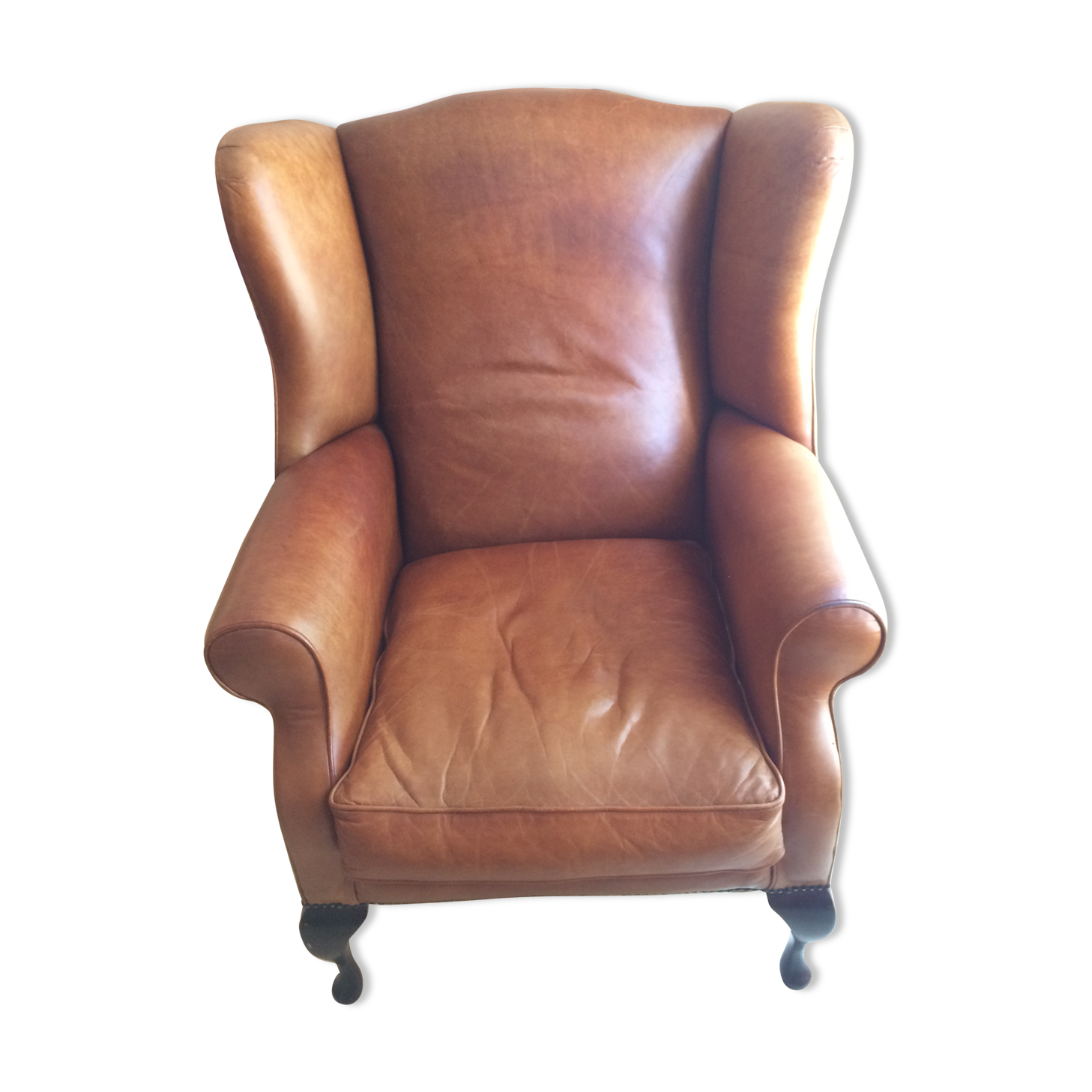 Laura Ashley brown leather armchair