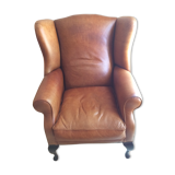 Laura Ashley brown leather armchair