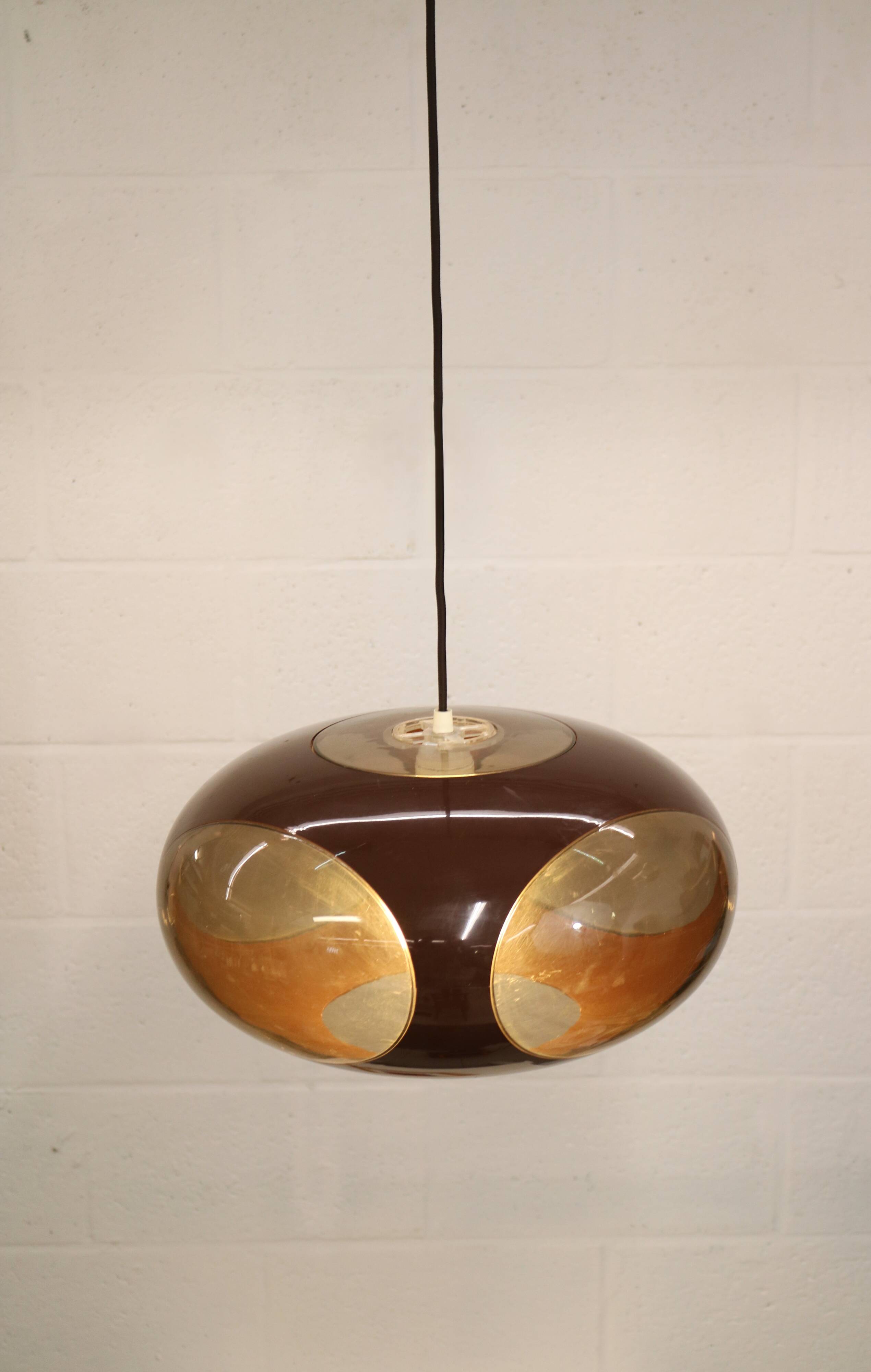 Space age bug eye ufo lamp *** Massive Belgium *** chocolat brown colour **