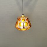 Hanging lamp, from the 80-90s, Danish Space Age style, and made of glass with a kind of alloy on.