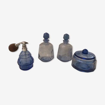 Ensemble de toilette en verre facetté 1950