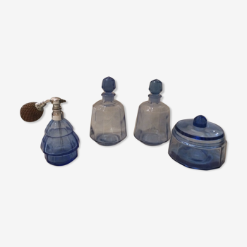 faceted glass toilet set 1950
