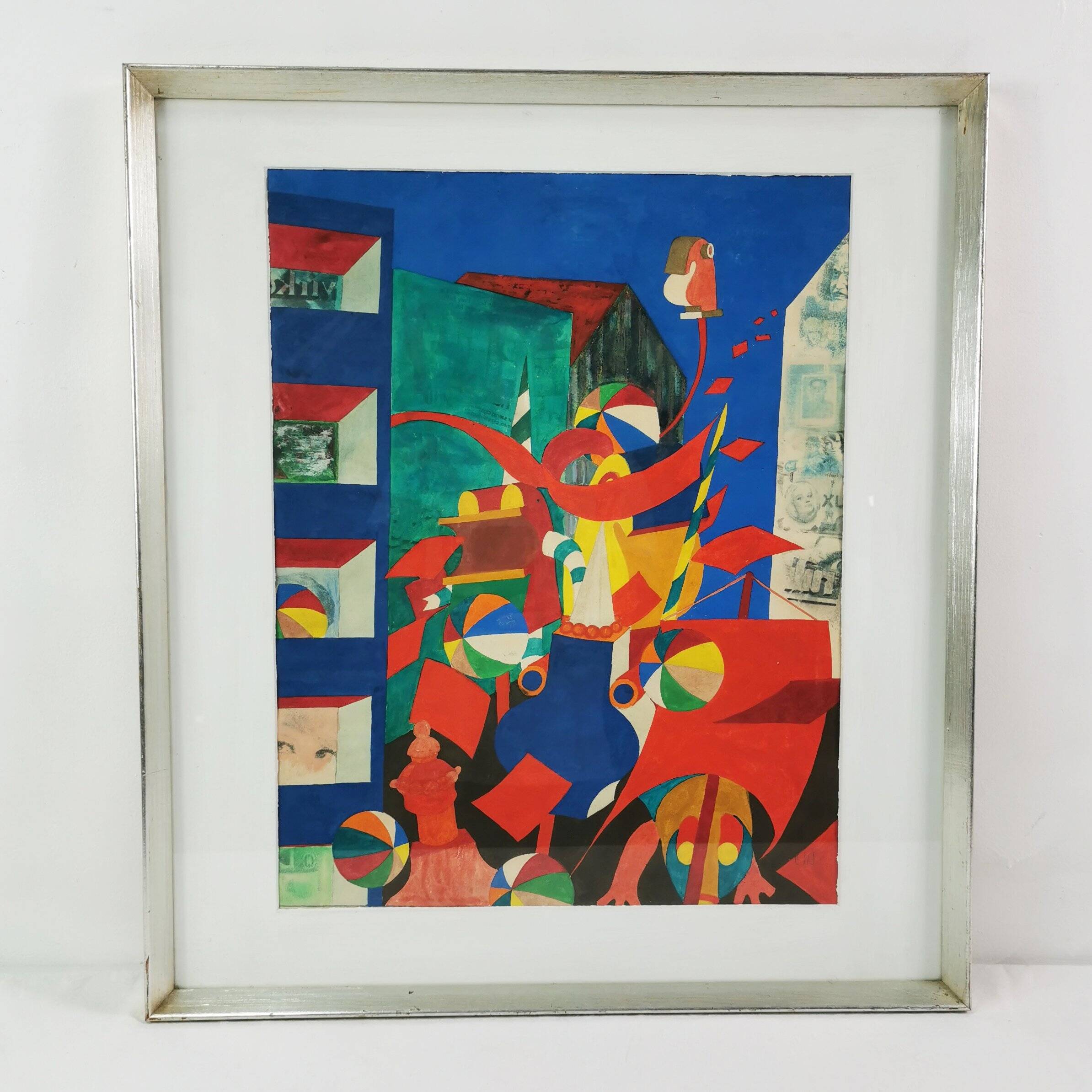 Surrealist painting, Bent Karl Jacobsen, Denmark 1970s