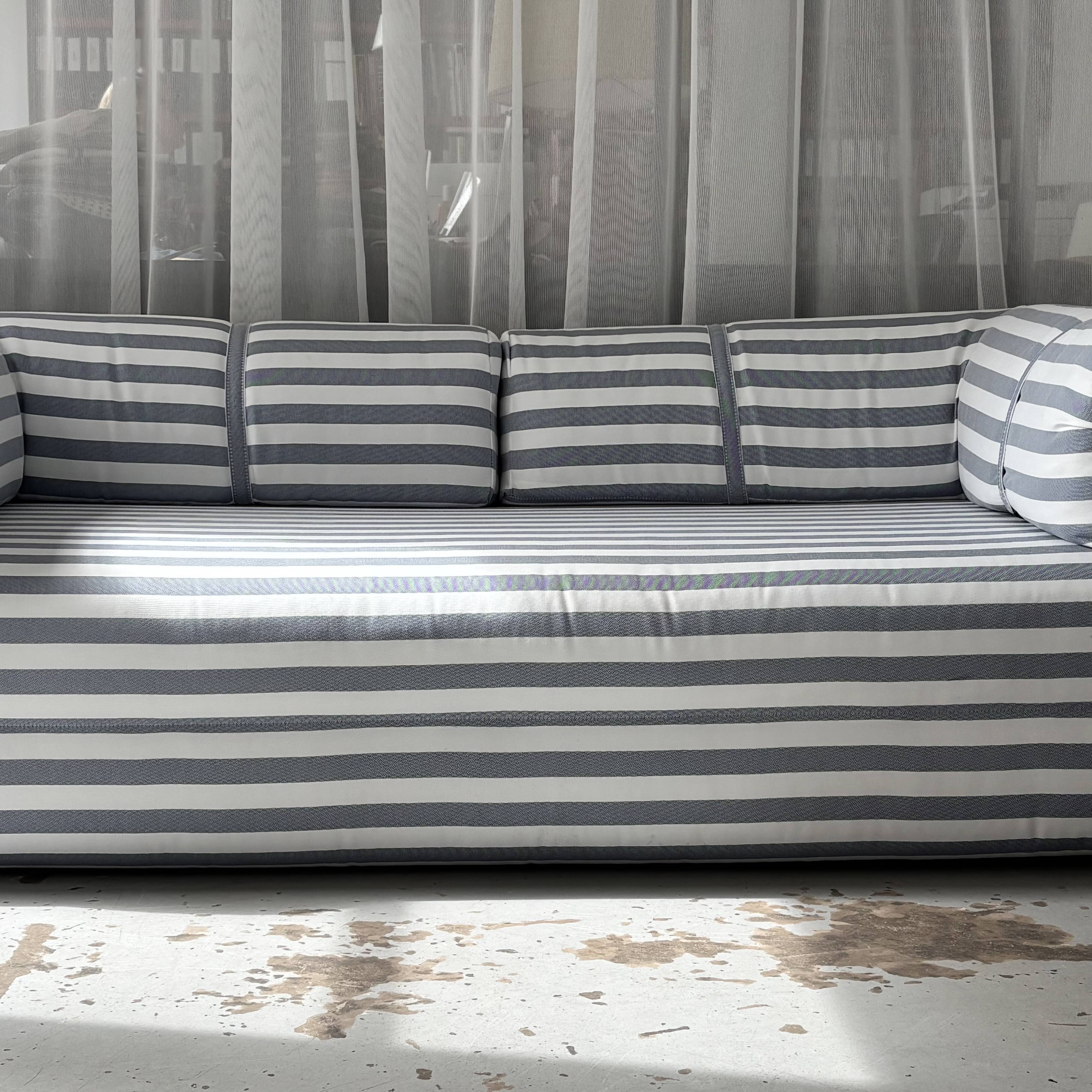 Vintage black and white striped sofa bed