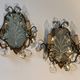 Pair of mirror sconces with two arms of light with gilded brass grapevines, Italy 1960.