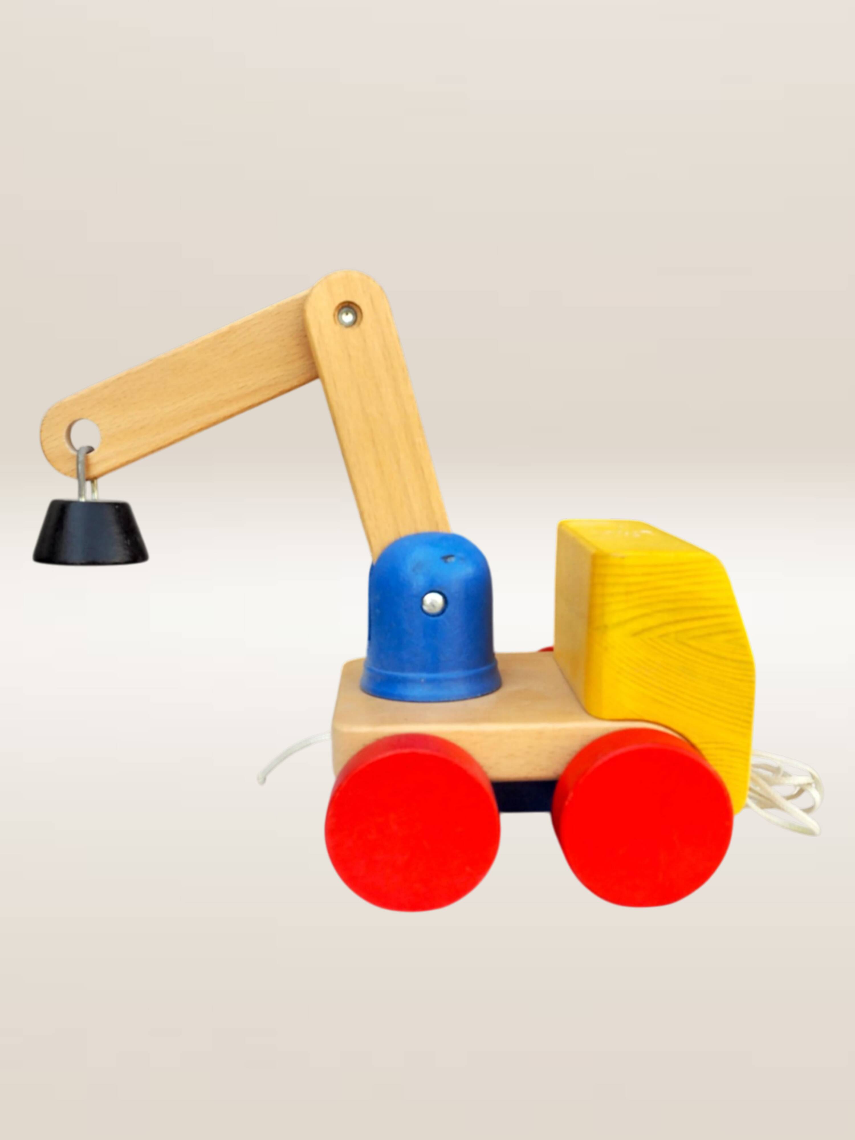 Jouet à tirer camion articulé en bois