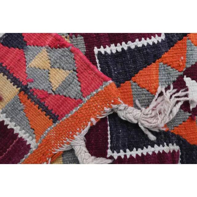 1970s Vintage Turkish Hand-Knotted Wool Cotton Purple Runner Rug 83x310