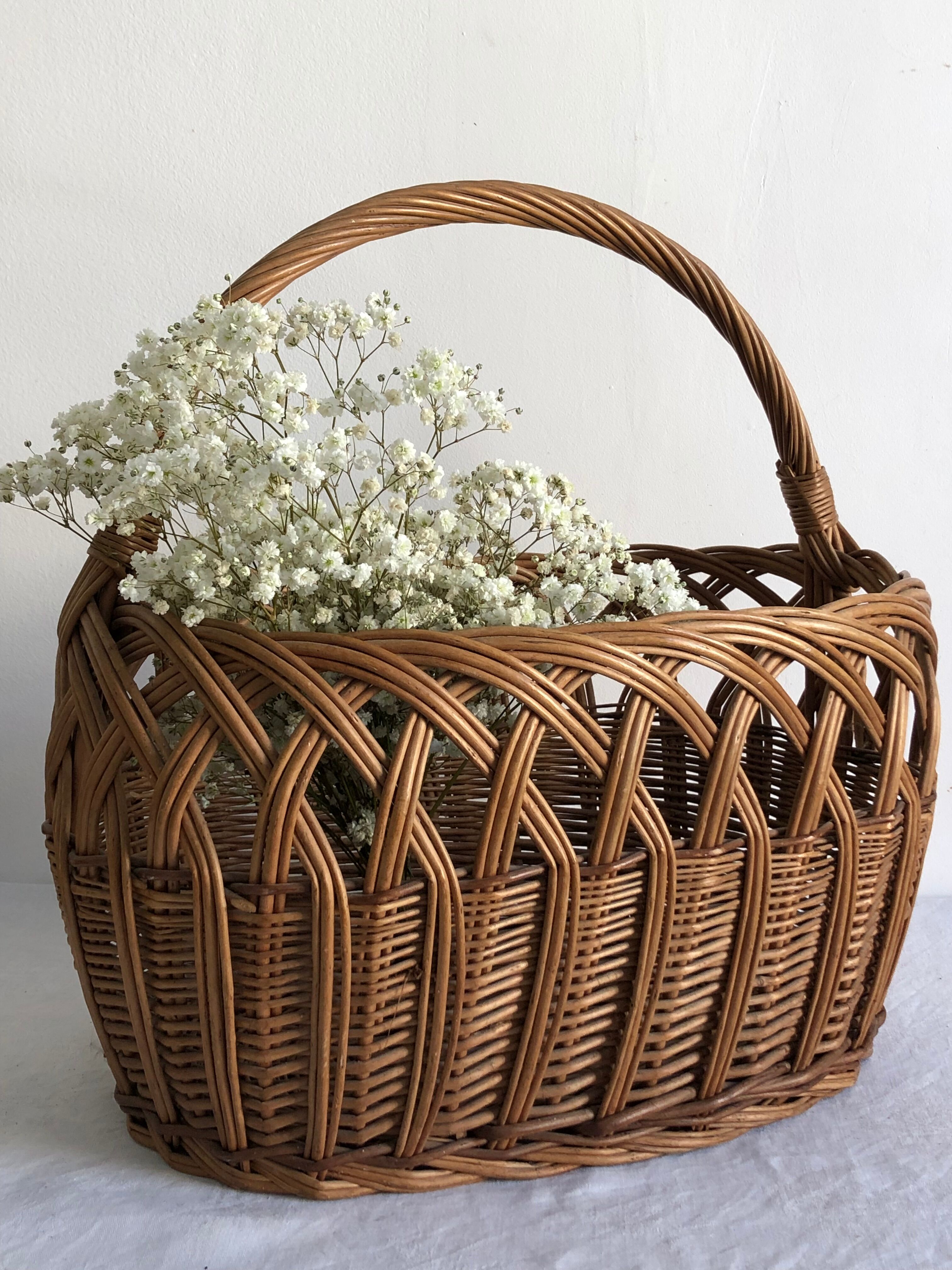 Braided wicker basket