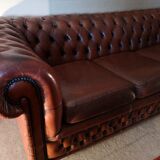 Sofa chesterfield brown leather four seats