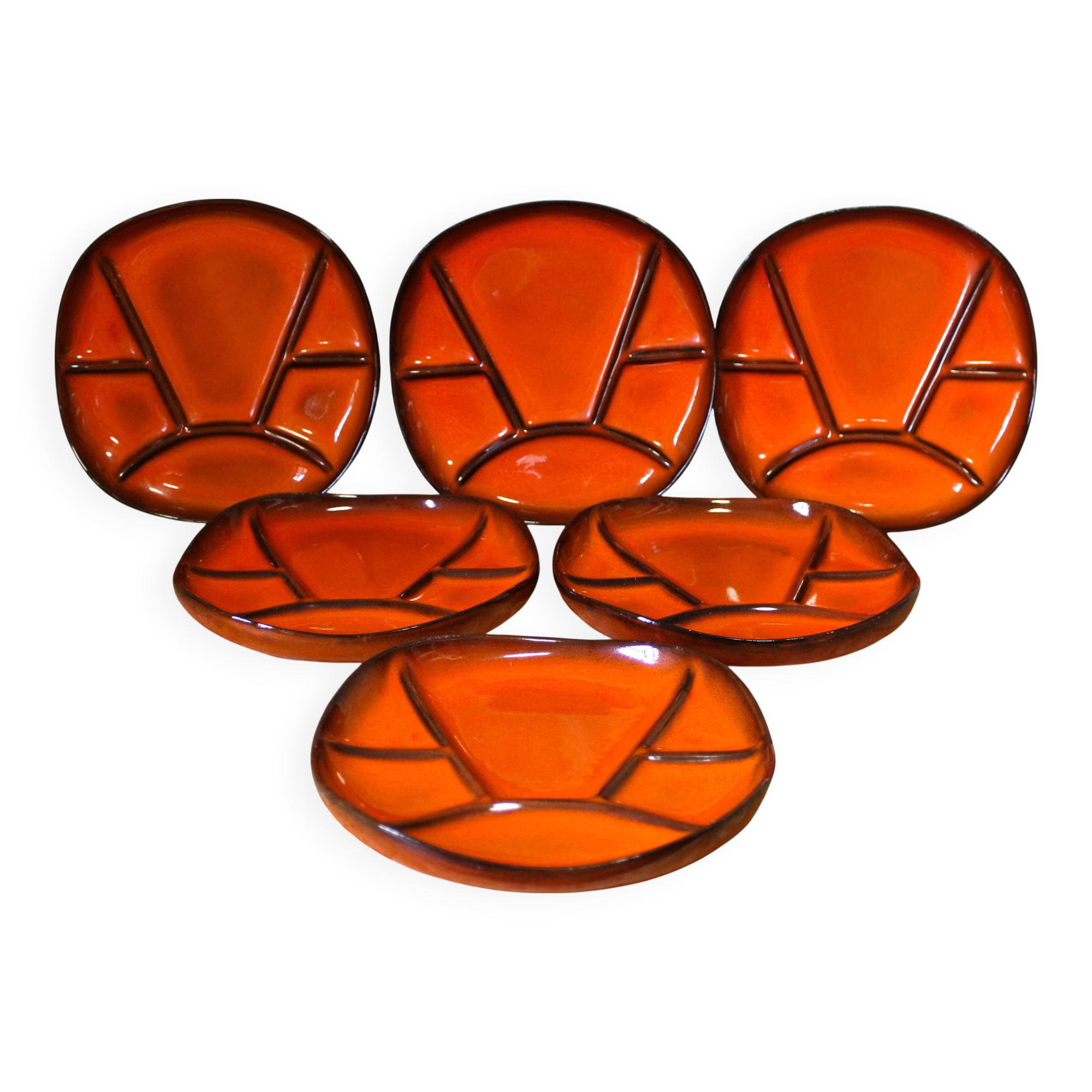 Set of 6 ceramic plates by Gérard Hofmann