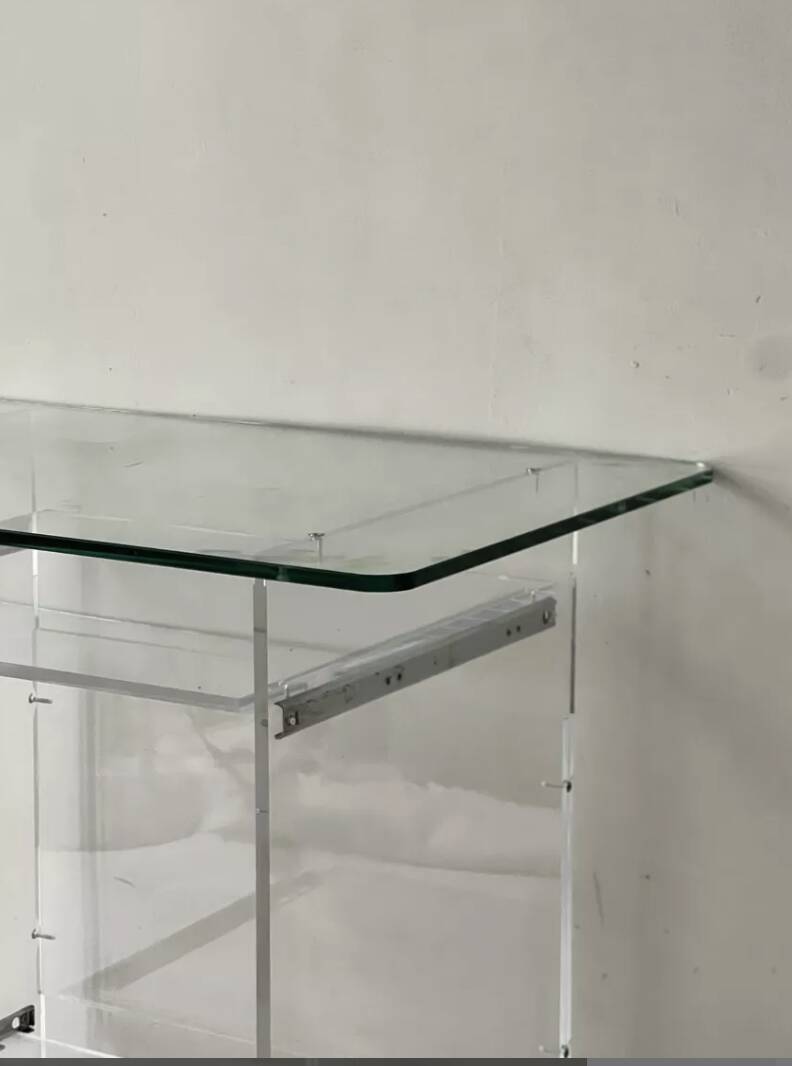 Plexiglass desk by David Lange for Roche Bobois, design 1970.