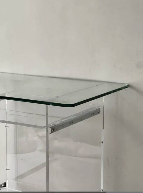Desserte de bureau en plexiglas David Lange pour Roche Bobois, 1970
