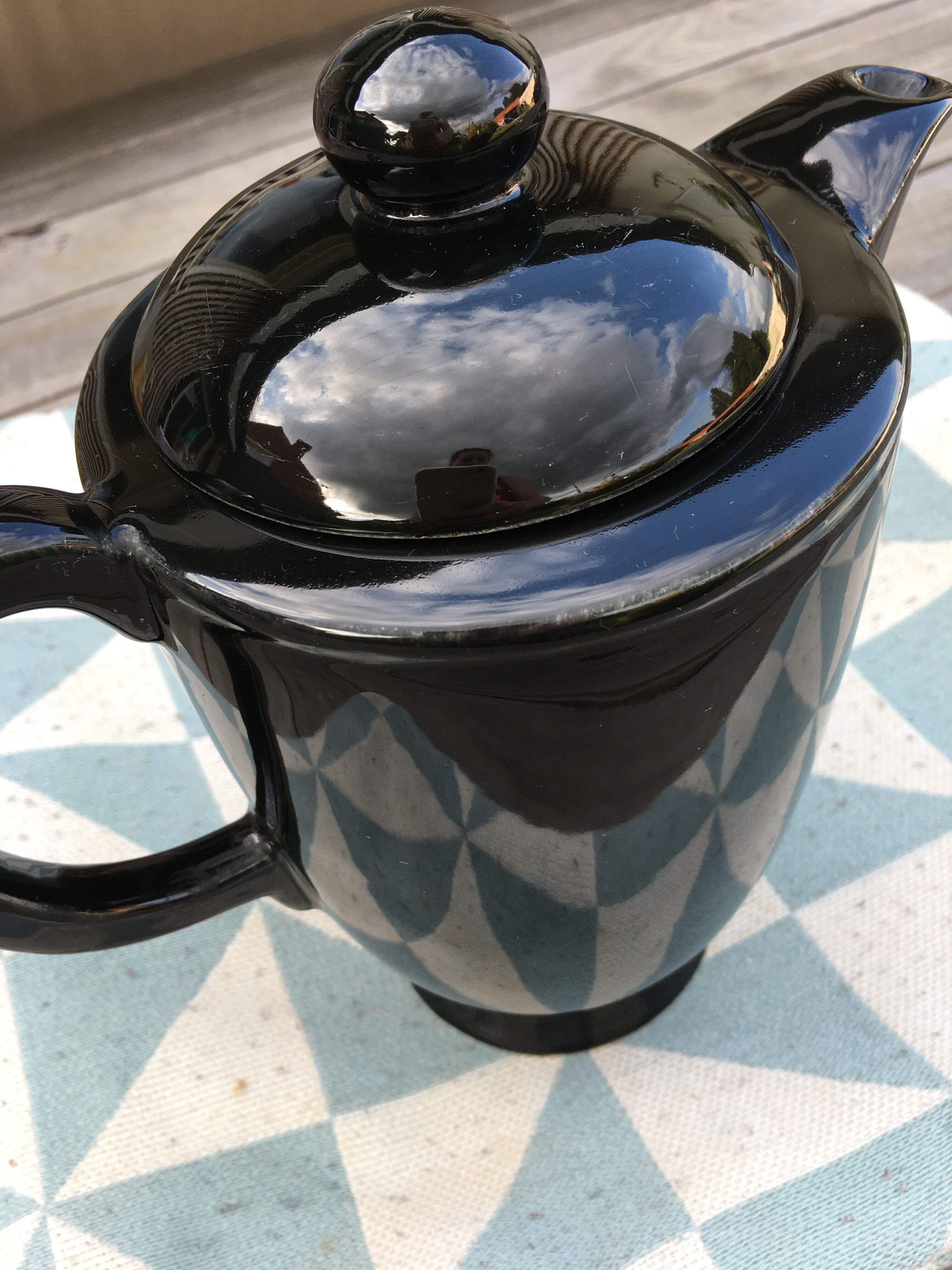 Black vintage teapot