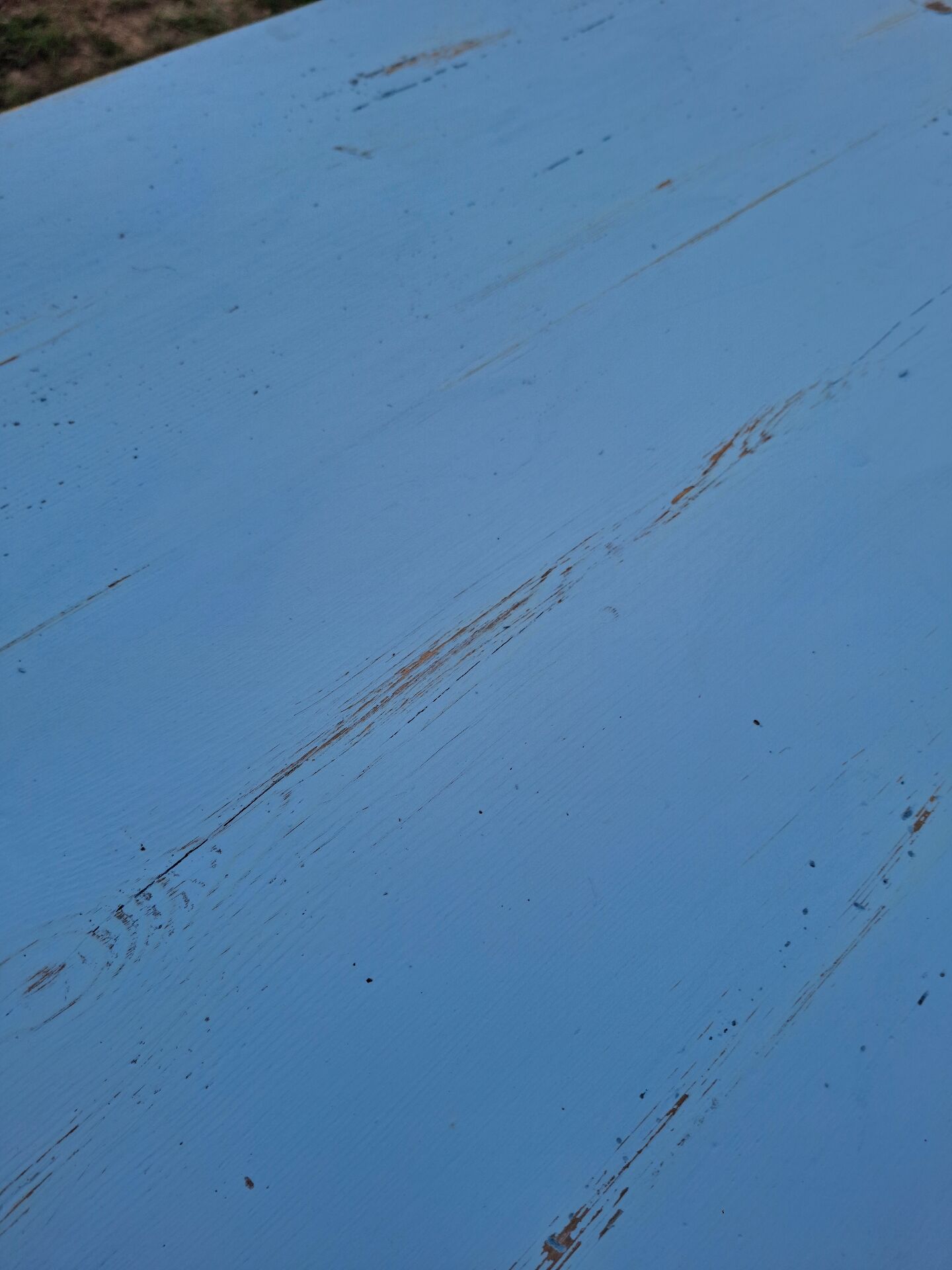 Old patinated blue bistro farmhouse table - 1.2m