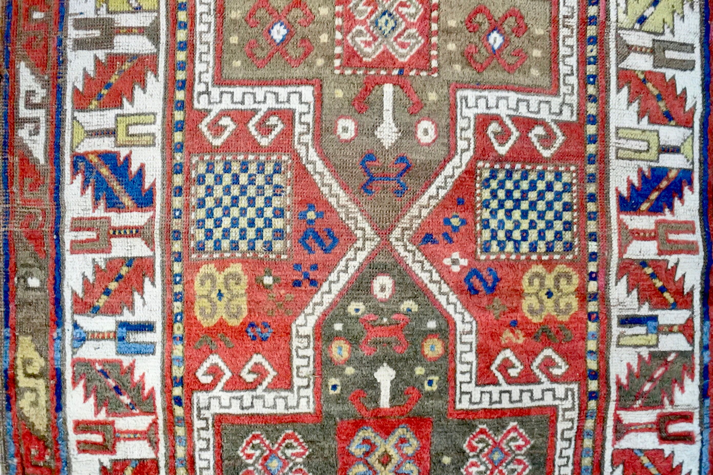 Vintage Kazakh wool rug 198x118