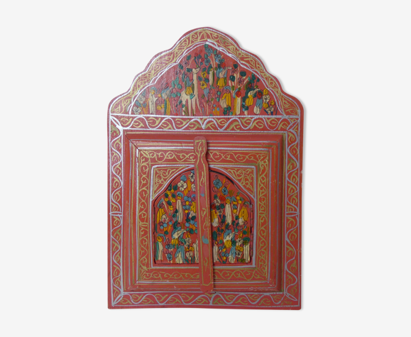 Ancien miroir marocain en bois rose Folk Art | Selency
