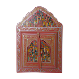 Old Moroccan mirror in pink wood Folk Art