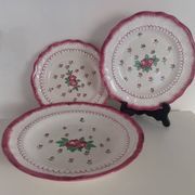 Trio of Longchamp plates/dishes 1930/40, country flowers