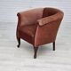1960s, Danish lounge chair, salmon pink furniture velour, ash wood legs.